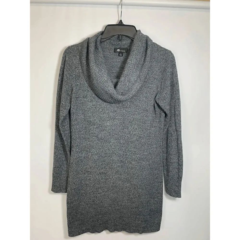 AB Studio Marble Knit Long Sleeve Cowl Neck Sweater